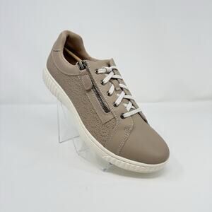 Clarks Caroline Rio Women’s 9.5M Sand Leather Lace Up Zip Sneakers New